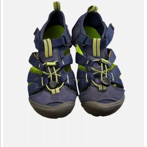 KEEN Newport H2 Sandals Kids Unisex Boys Girls Navy Blue Lime Green Size 1